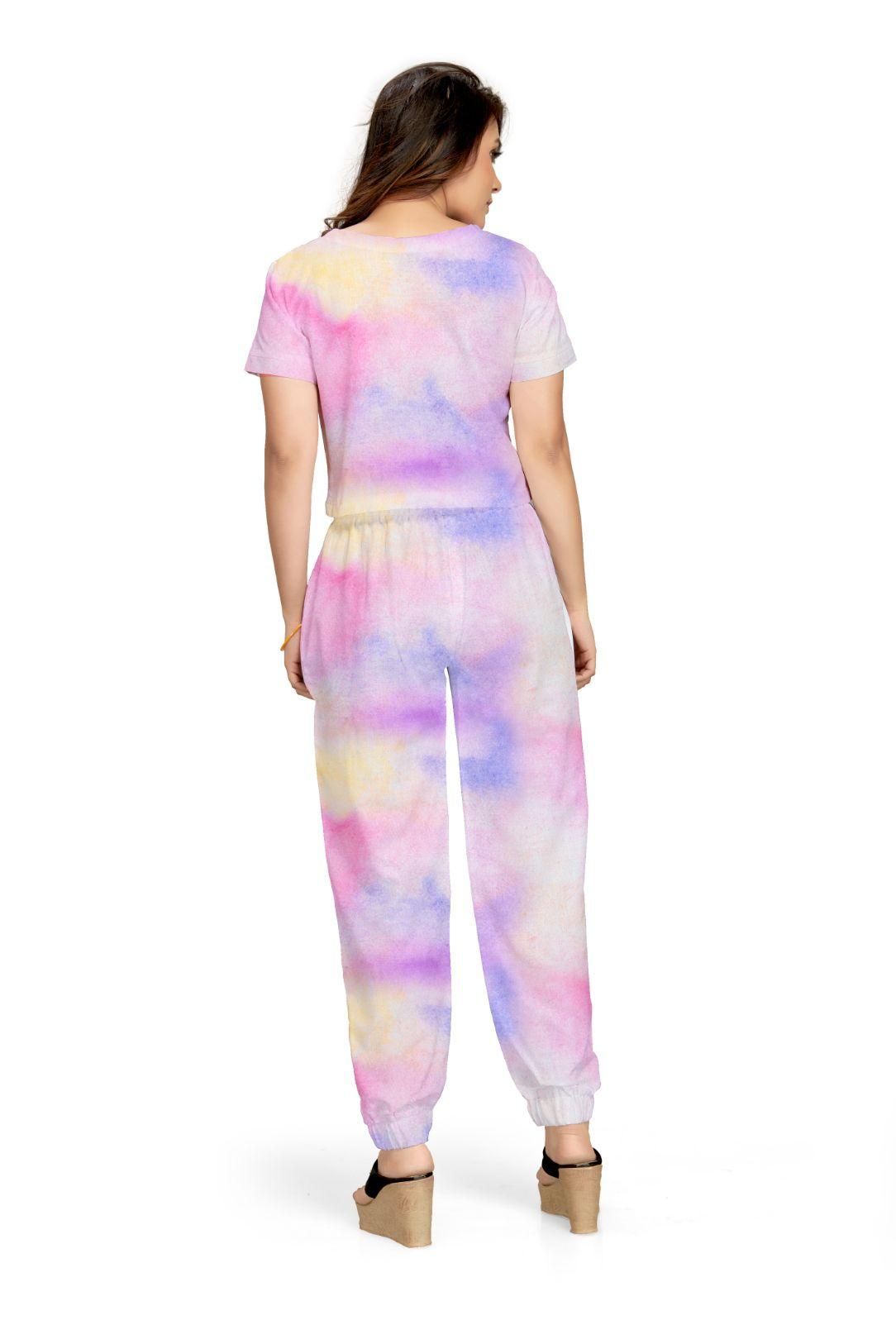 WOMEN'S LINEN COTTON TIE DYE TOP AND BOTTOM SETS