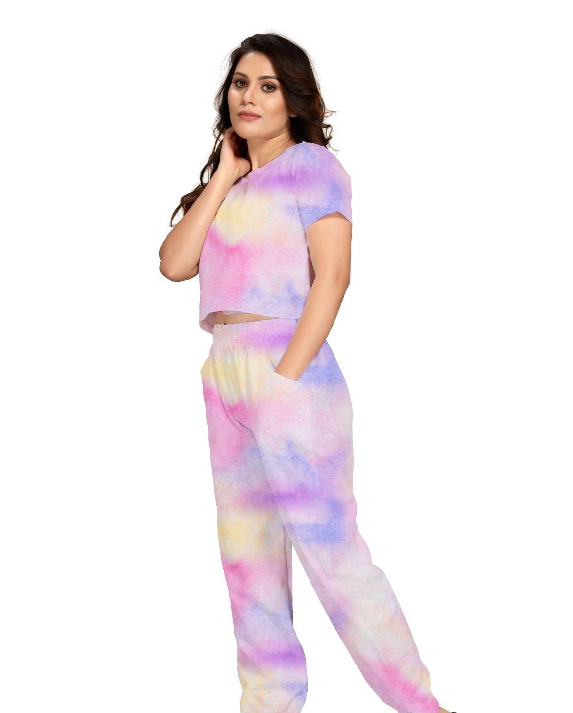 WOMEN'S LINEN COTTON TIE DYE TOP AND BOTTOM SETS