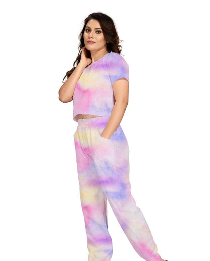 WOMEN'S LINEN COTTON TIE DYE TOP AND BOTTOM SETS