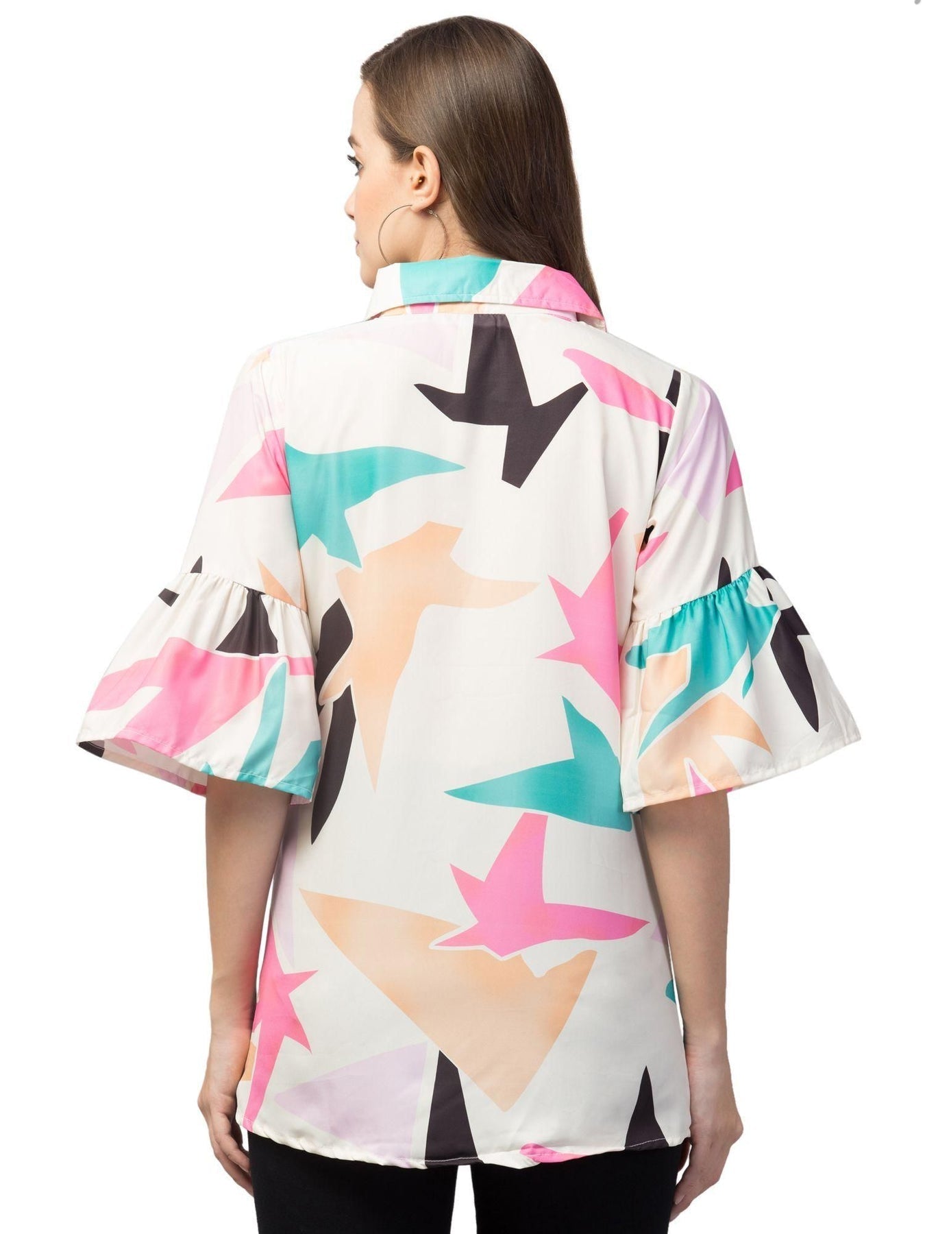 Plus size women's crepe graphic print shirt from Drpshippr, featuring a stylish design and comfortable fit.