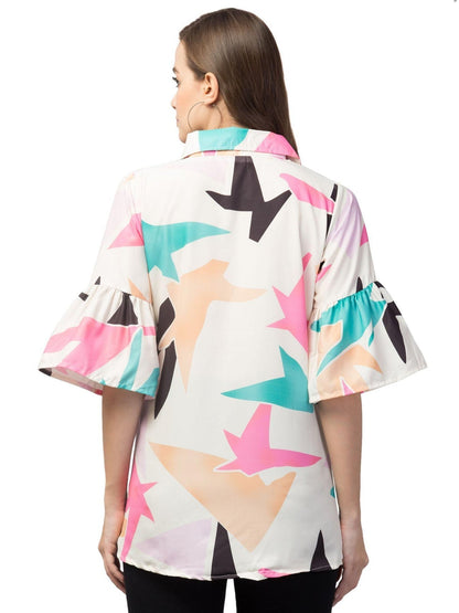 Plus size women's crepe graphic print shirt from Drpshippr, featuring a stylish design and comfortable fit.