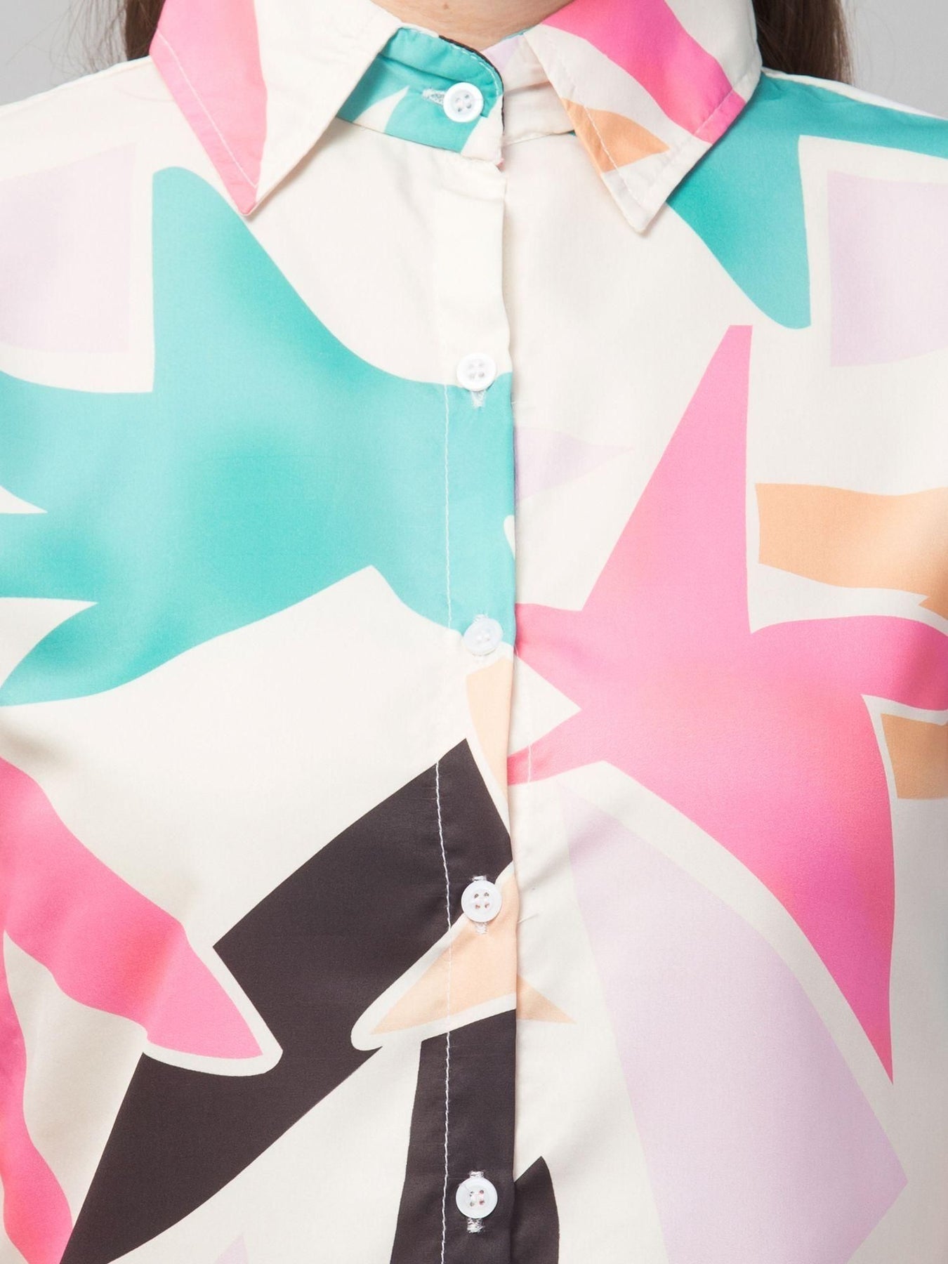 Women's plus size crepe graphic print shirt from Drpshippr's men's collection, featuring vibrant design and comfortable fit.