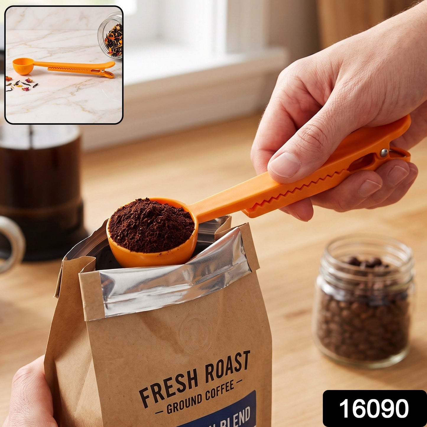 Multipurpose Plastic Kitchen Clamp 2 In 1 Measuring Scoop Bag Clip (1 Pc)