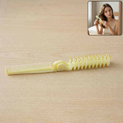 Wukusy 2-in-1 foldable hair comb with brush, compact and portable for easy hair styling and detangling.