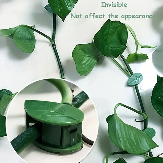0311  Plant Climbing Wall Fixture Clip Self-adhesive Hook Vines Traction Invisible Stand Green Leaf Plant Clip Garden Wall Clip Plant Support Binding Clip Plants For Indoor Outdoor Decoration (30 Pcs Set)