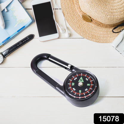 Mini Wukusy Clip Snap Hook with built-in compass, versatile accessory for outdoor gear or keychains, showing the mixed design.