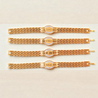 Rakhi Bracelet For Brother Metal Chain Style Rakhi With Mixed Designs (1 Pc)