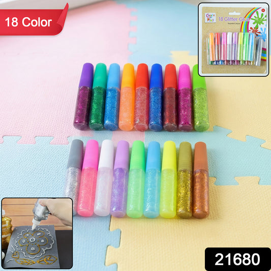 18 Assorted Color Glitter Glue Pens Set For Art  Craft Decoration