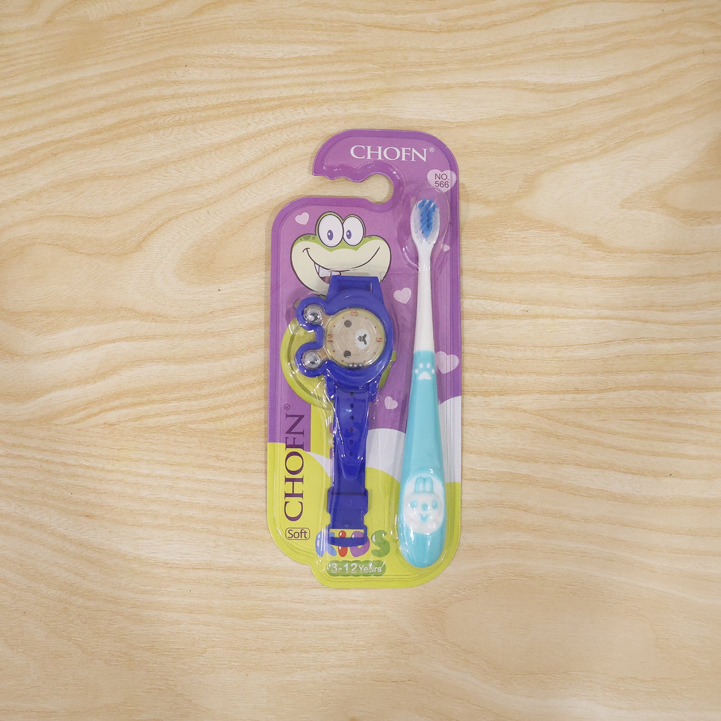 2 In 1 Kids Toothbrush With Cartoon Watch Toy (2 Pc Set)