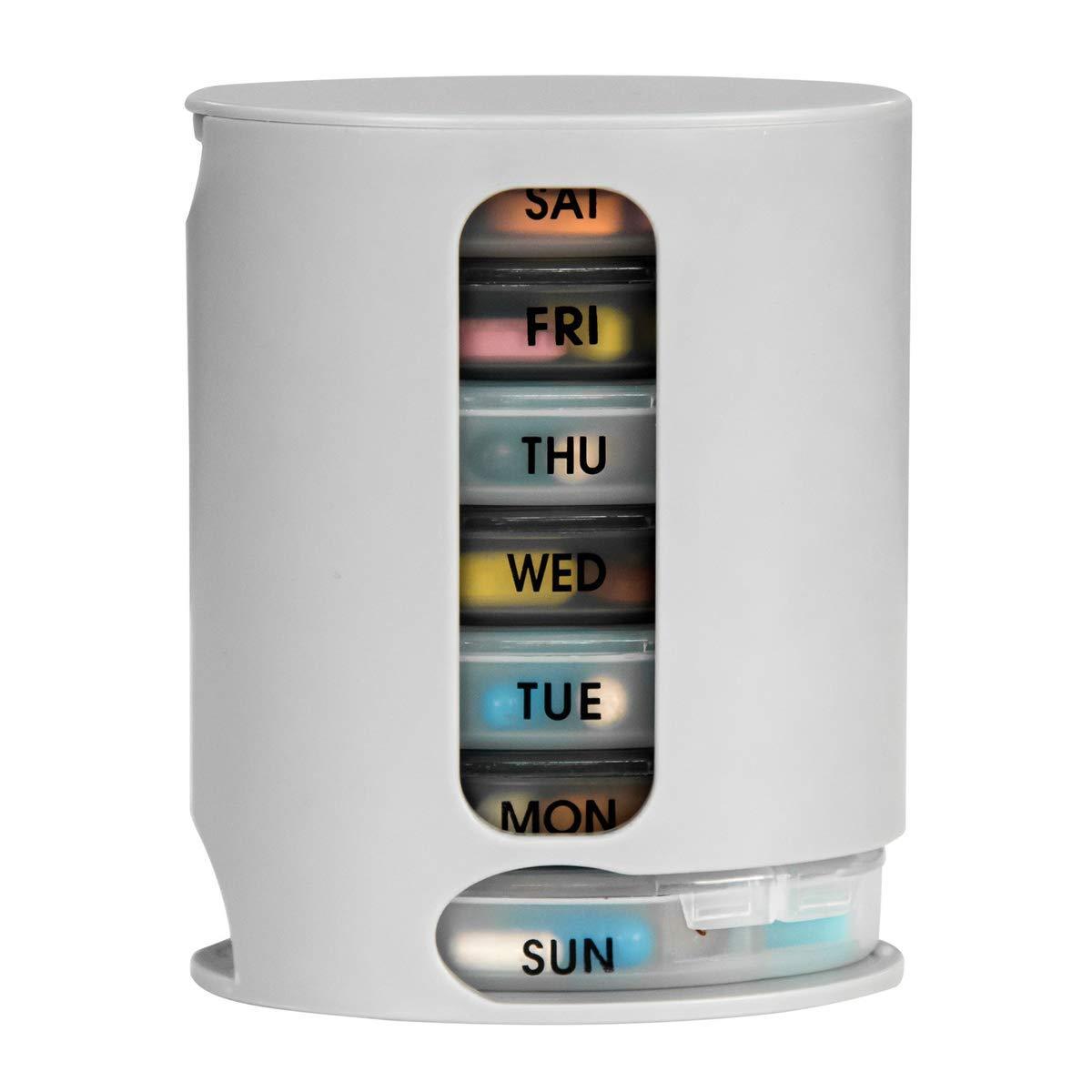 Wukusy 374 Pill Pro 7-day weekly tablet medicine organizer box with individual compartments for daily medication storage.