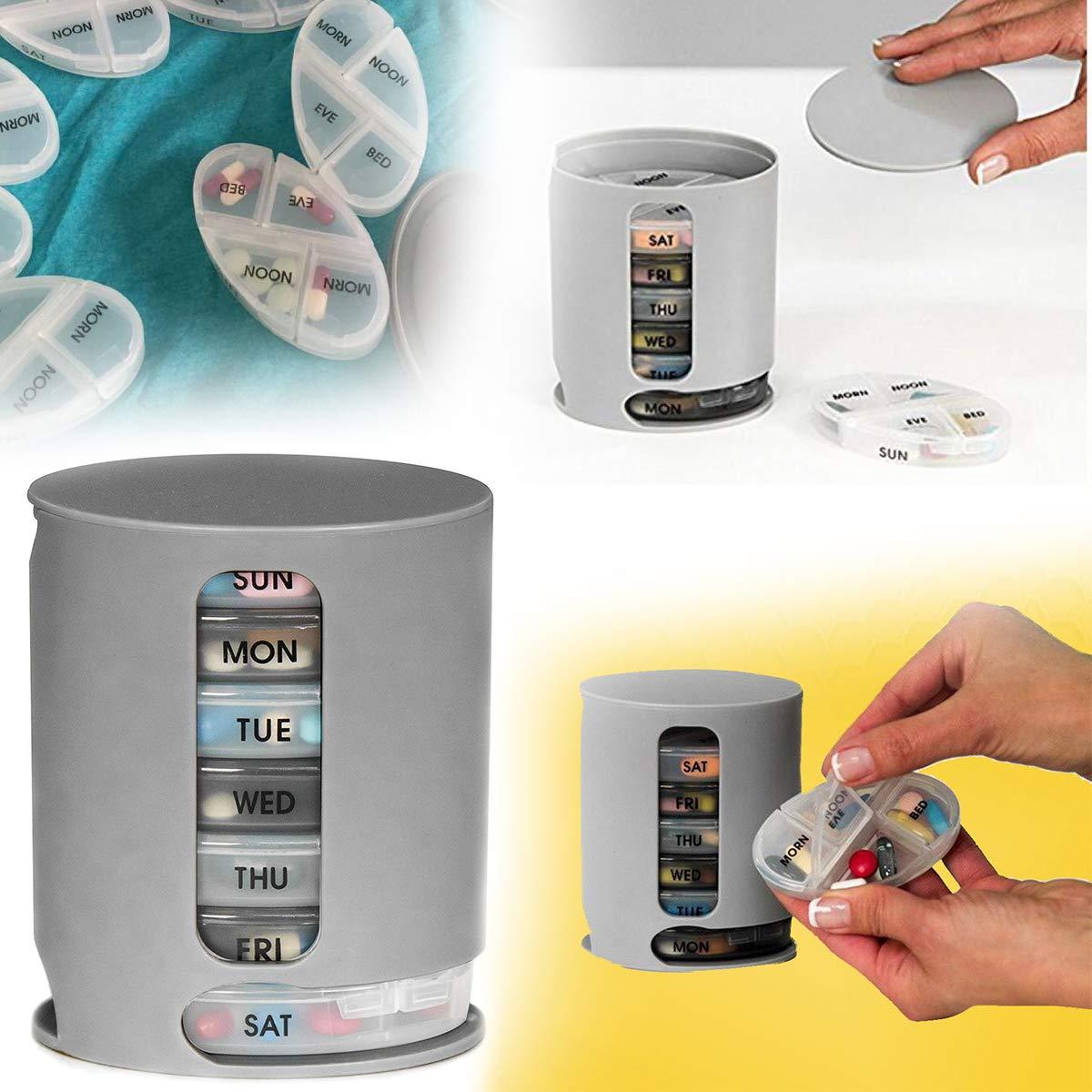 Wukusy 374 Pill Pro 7-Day Weekly Tablet Medicine Organizer Box with individual compartments for daily medication storage