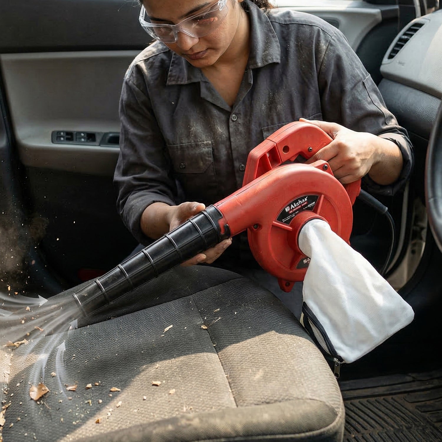 Wukusy Akshar Electric Air Blower Ai40 HNL with 650W motor, black and yellow design, handheld power tool for cleaning and drying.