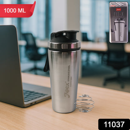 Apex Stainless Steel Gym Shaker Bottle And Spring (1000ml  1 Pc)
