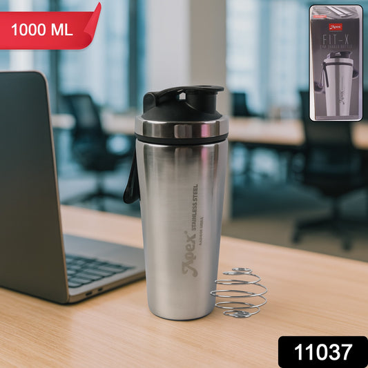 Apex Stainless Steel Gym Shaker Bottle And Spring (1000ml  1 Pc)