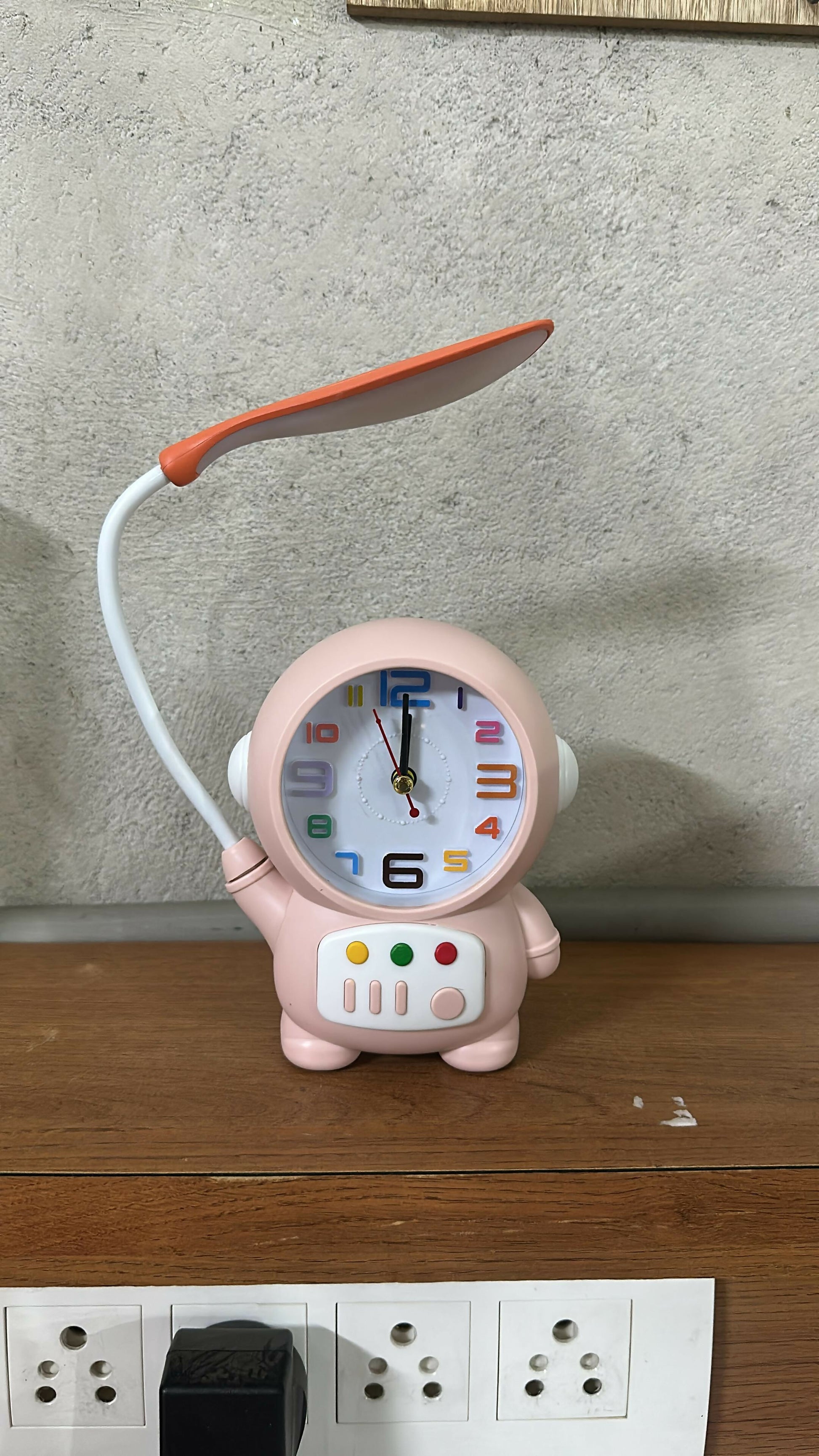 Astronaut Table Lamp with Clock for Kids Study Desk & Bedroom