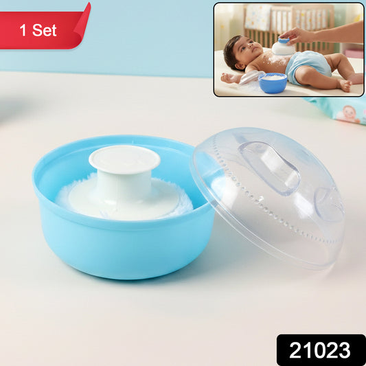 Wukusy baby powder puff storage box set with multiple compartments for organizing powder puffs and accessories.