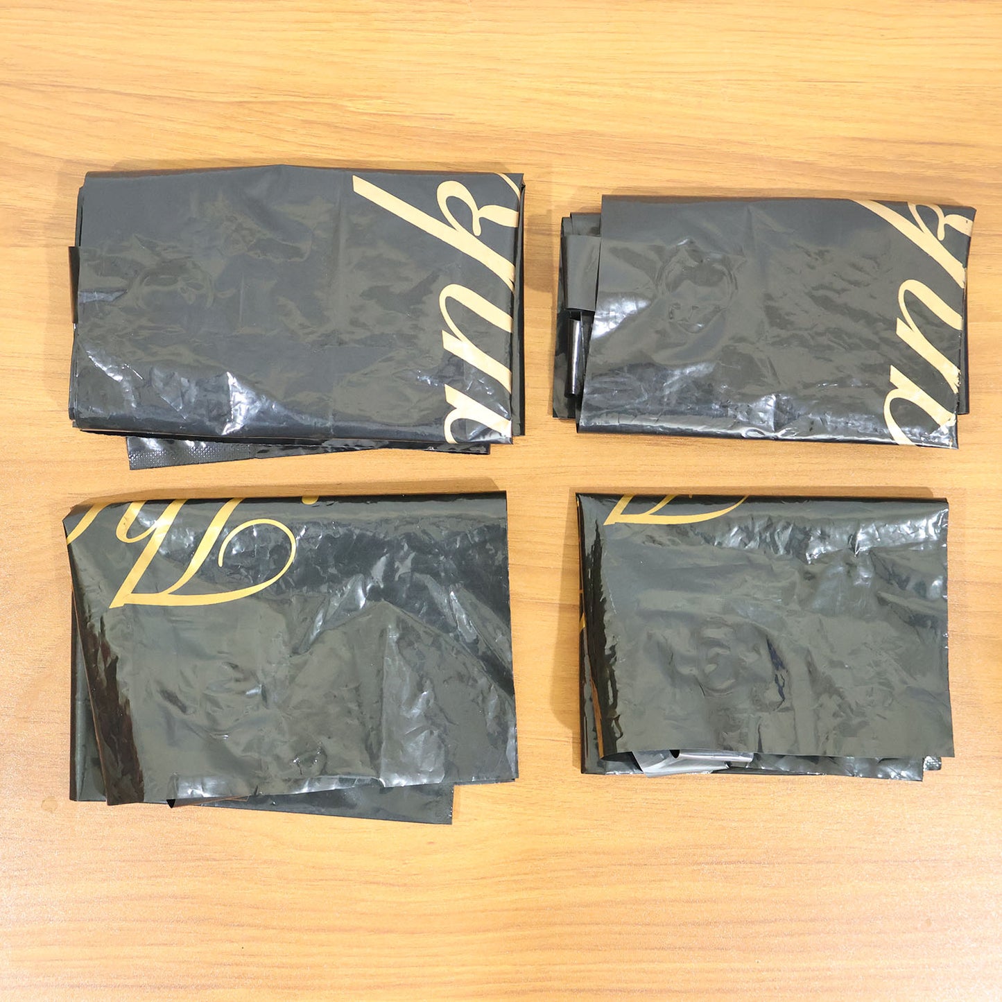 Black Thank You Printed Carry Bags Mix Size (4 Pc Set)