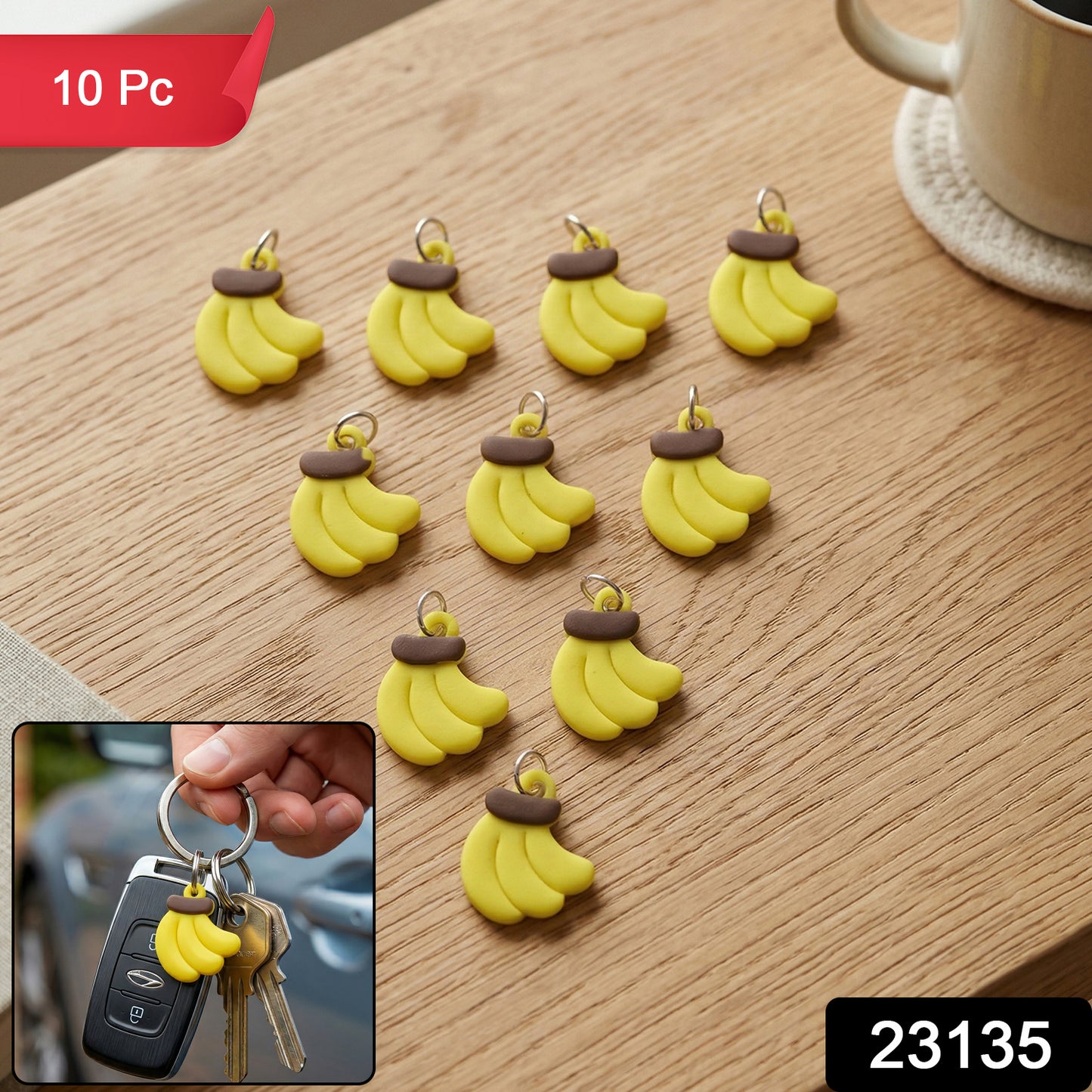 Cute Banana Shape Bag Charm Keychain Set (10 Pc)