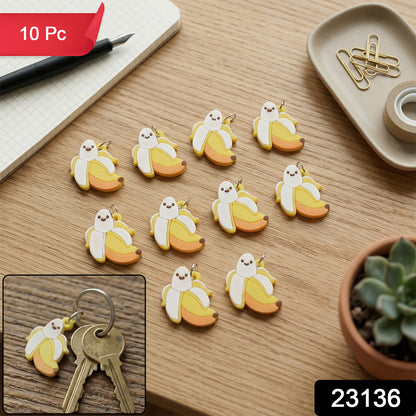 Cute Cartoon Banana Bag Charm Keychain Set (10 Pc)