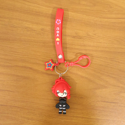 Cute Cartoon Girl Character Keychain With Strap And Decorative Charm (1 Pc)