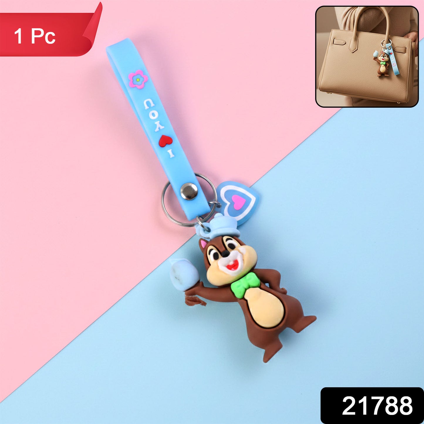 Cute Cartoon Squirrel Character Keychain (1 Pc)