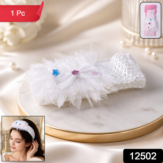 Cute soft elastic floral baby headband by Wukusy, stylish stretchable hair band for infants, featuring colorful floral design.