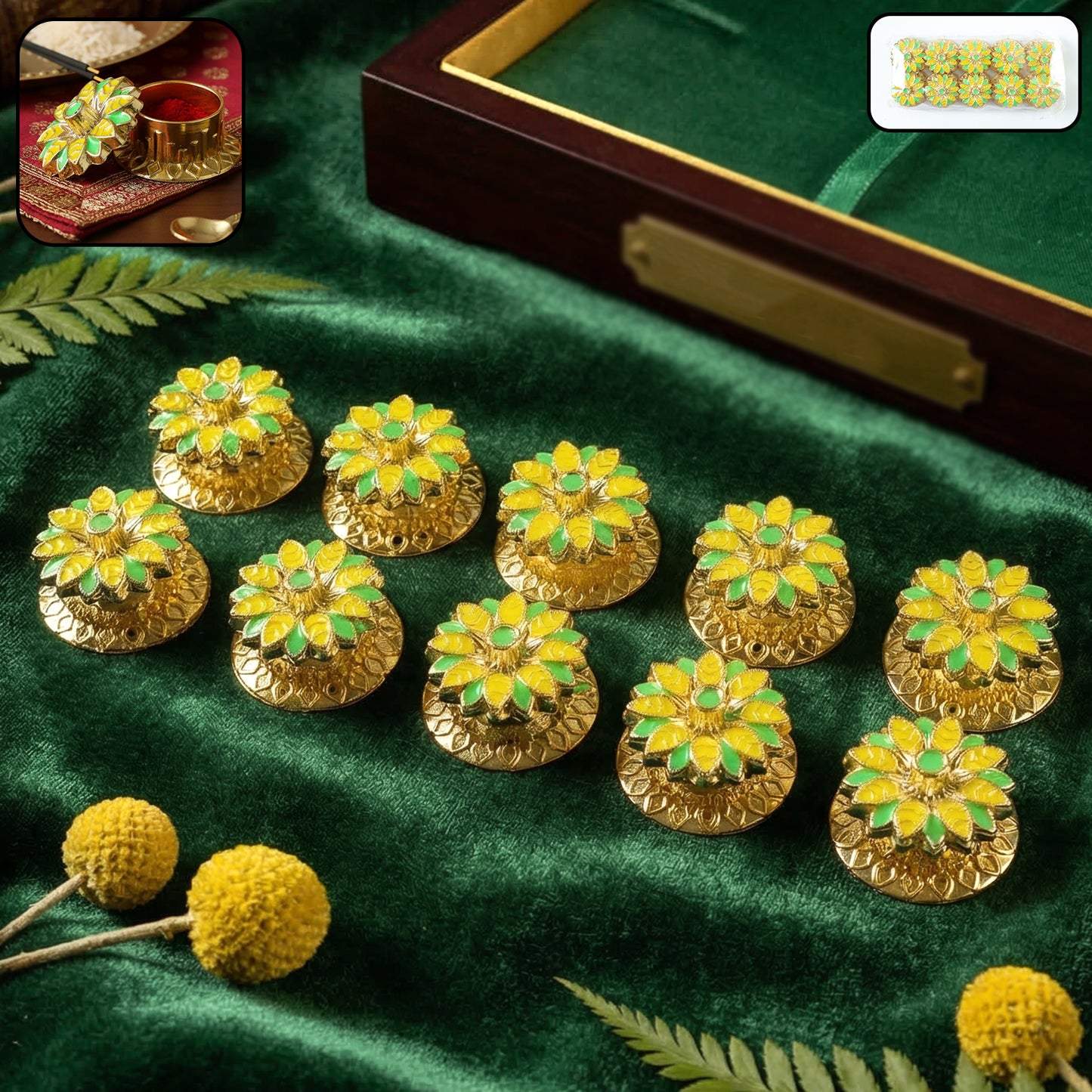 Decorative Kankavati Kumkum Storage Set (10 Pc Set Mix Design)