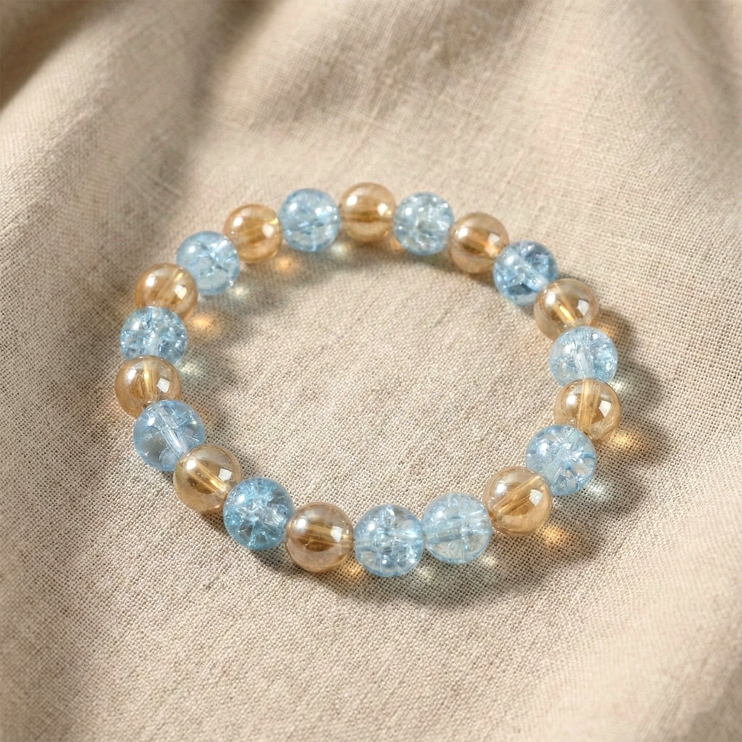 Elegant dual-tone crystal beaded stretch bracelet by Wukusy featuring sparkling beads and a stylish, flexible design.