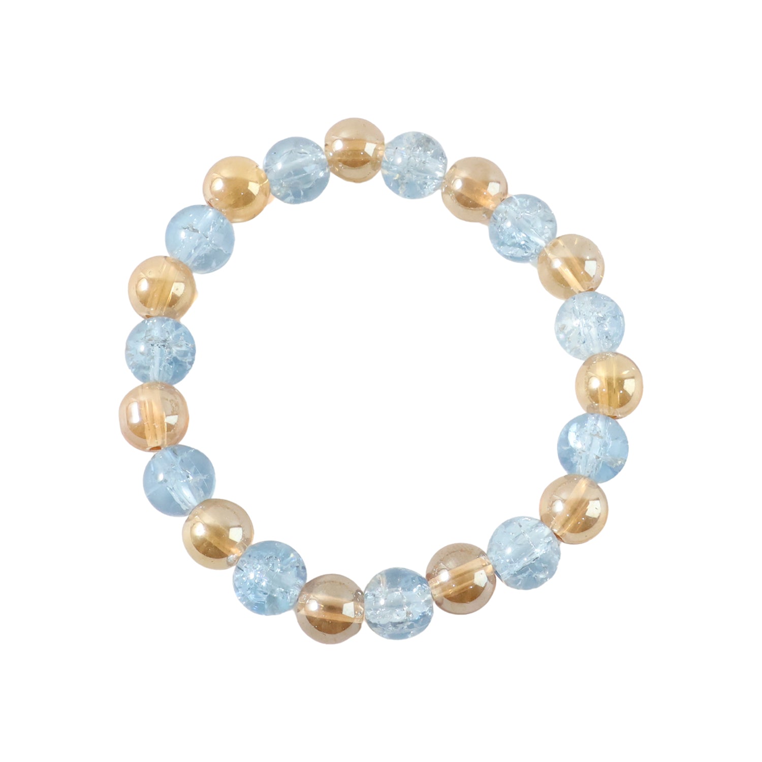 Elegant dual-tone crystal beaded stretch bracelet by Wukusy, featuring sparkling crystals and a comfortable elastic fit.