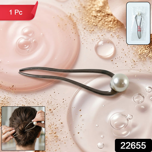 Wukusy elegant pearl design hair pin clip with shiny pearl accents, perfect for securing stylish hairdos.