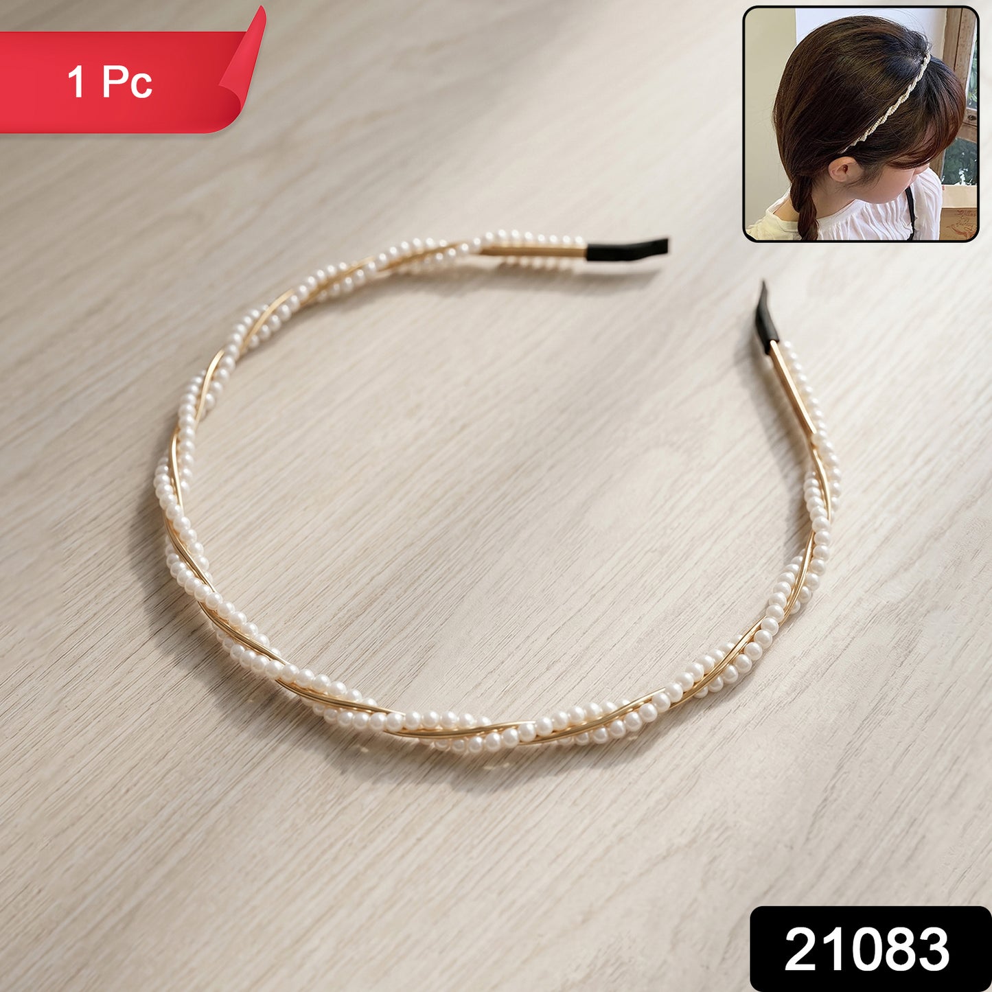 Elegant pearl design Wukusy hairband featuring a stylish decorative band, perfect for adding a touch of sophistication to your hair.