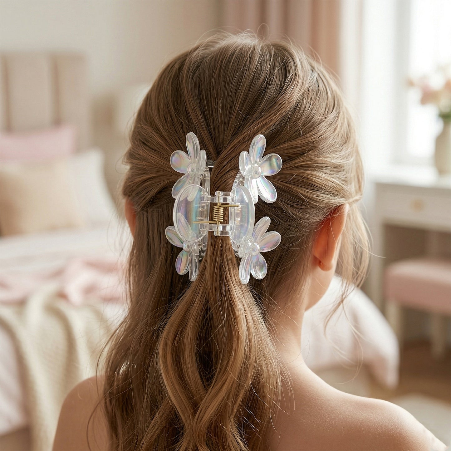 Elegant Transparent Floral Hair Claw Clip (1 Pc)