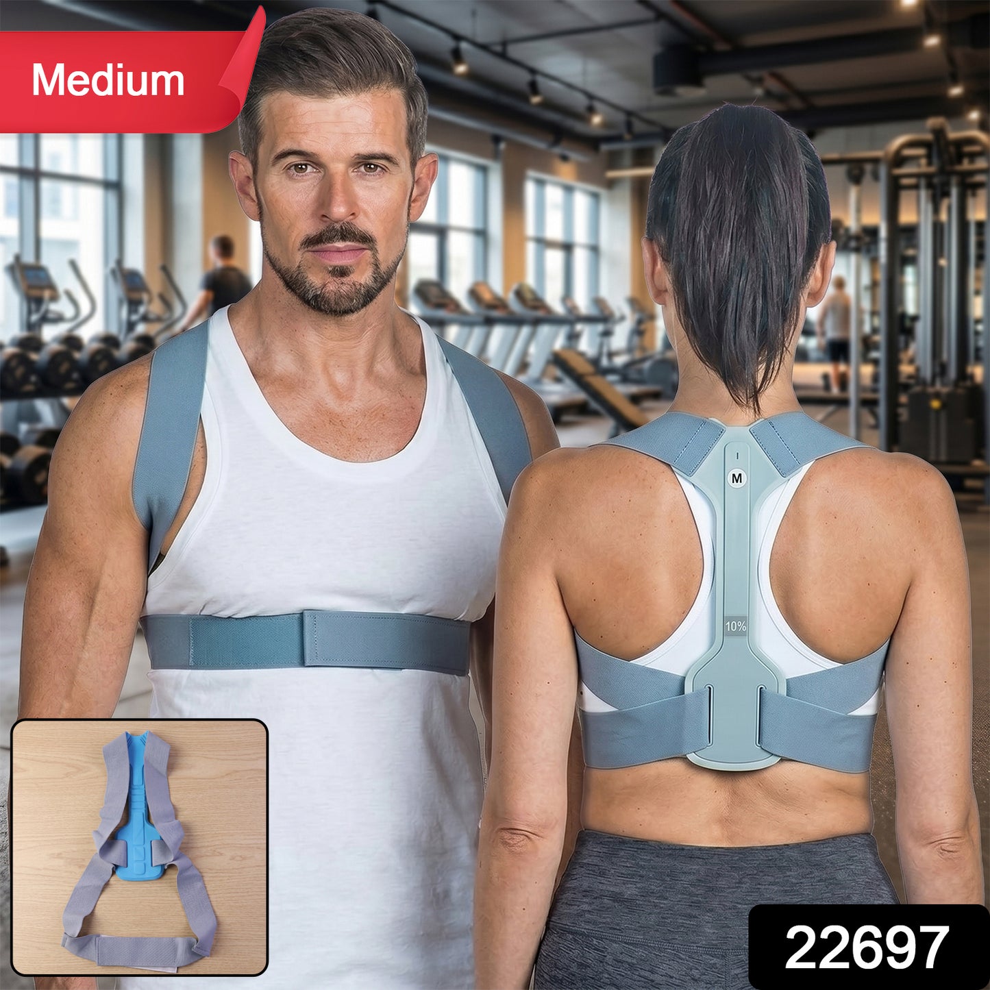 Ergonomic Adjustable Back Posture Corrector Support Belt (1 Pc Medium)
