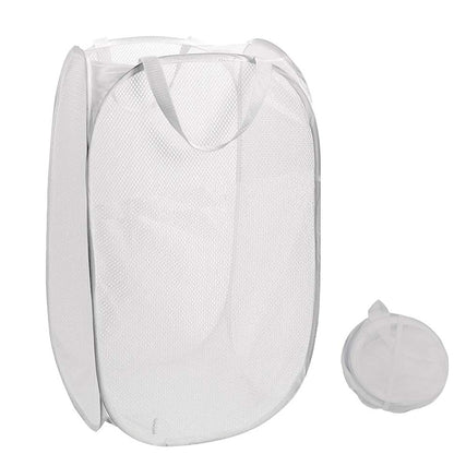 Foldable Laundry Basket Fabric Mesh Clothes Hamper Bag (1 Pc33x33x54cm)