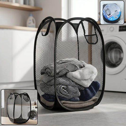 Foldable Mesh Laundry Basket Storage Hamper Bag (1 Pc 34x34x57 Cm)