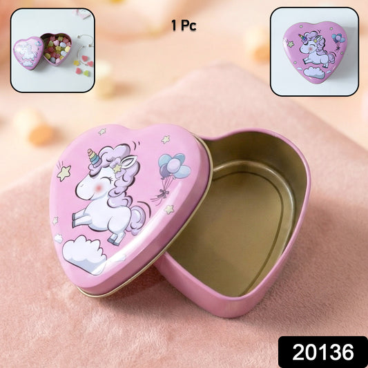 Heart-shaped unicorn printed storage box by Wukusy, versatile and decorative for organizing small items or gifts.