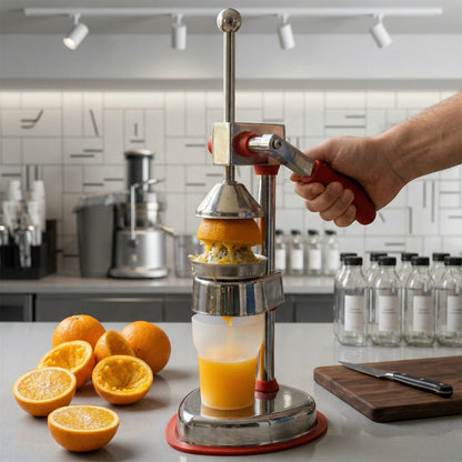 Wukusy heavy-duty manual hand press juicer machine set for fresh citrus and fruit juice extraction.