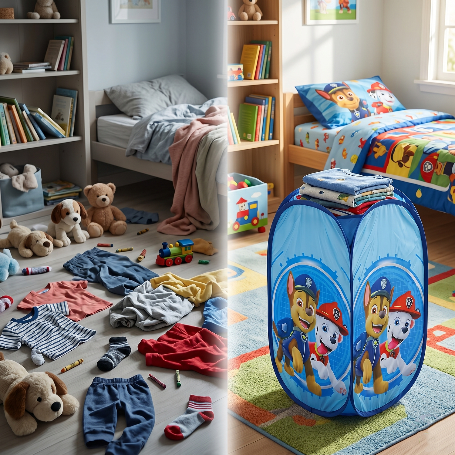 Kids Cartoon Foldable Laundry Basket Toy Storage Hamper (1 Pc 34x59cm)