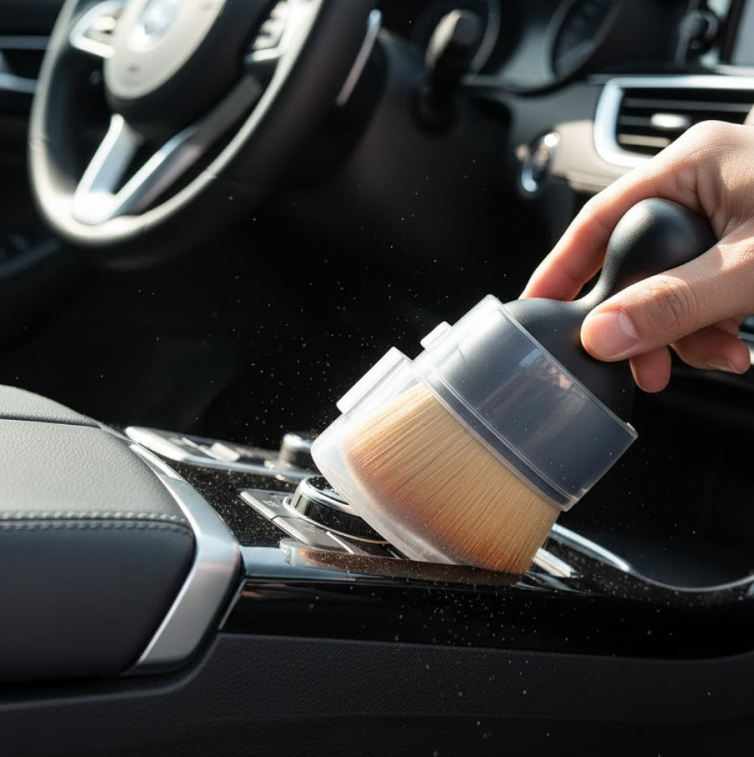 Wukusy mini car interior cleaning soft brush and duster for detailed vehicle cleaning, single compact car cleaning brush.