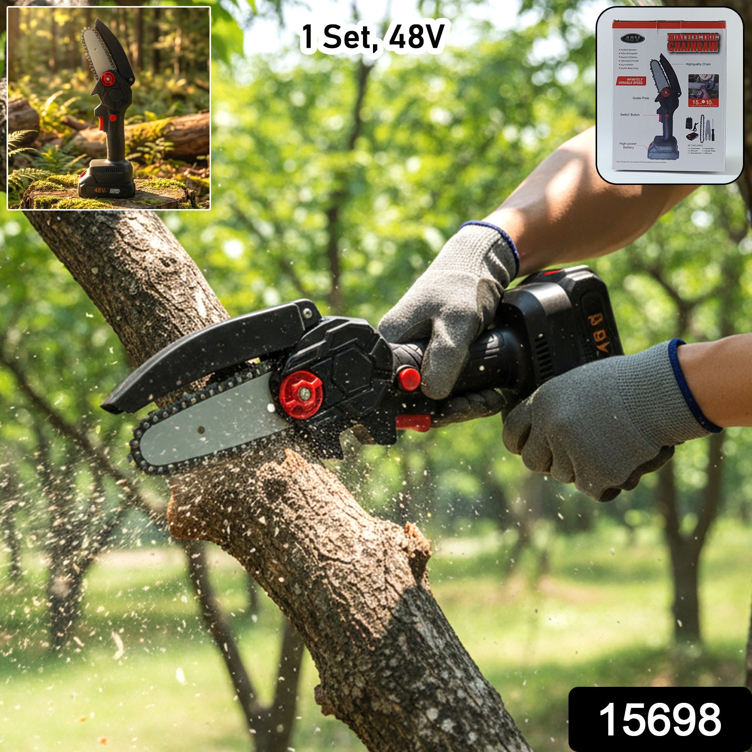 Mini Electric Cordless Chainsaw (1 Set 48v 24 Cm Long)
