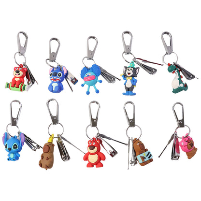 Mix Design Cartoon Nail Cutter Keychain With Mini Nail Clipper (1 Pc)