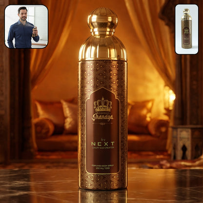 Wukusy Next Shandaar Shandiya Premium Perfumed Body Spray 200ml bottle with floral and fresh scent design