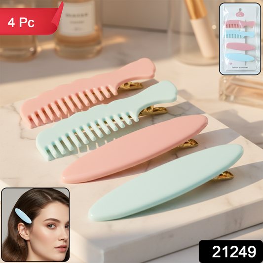 Set of four pastel-colored comb-style hair clips from Wukusy, ideal for securing hair and adding a soft touch to hairstyles.