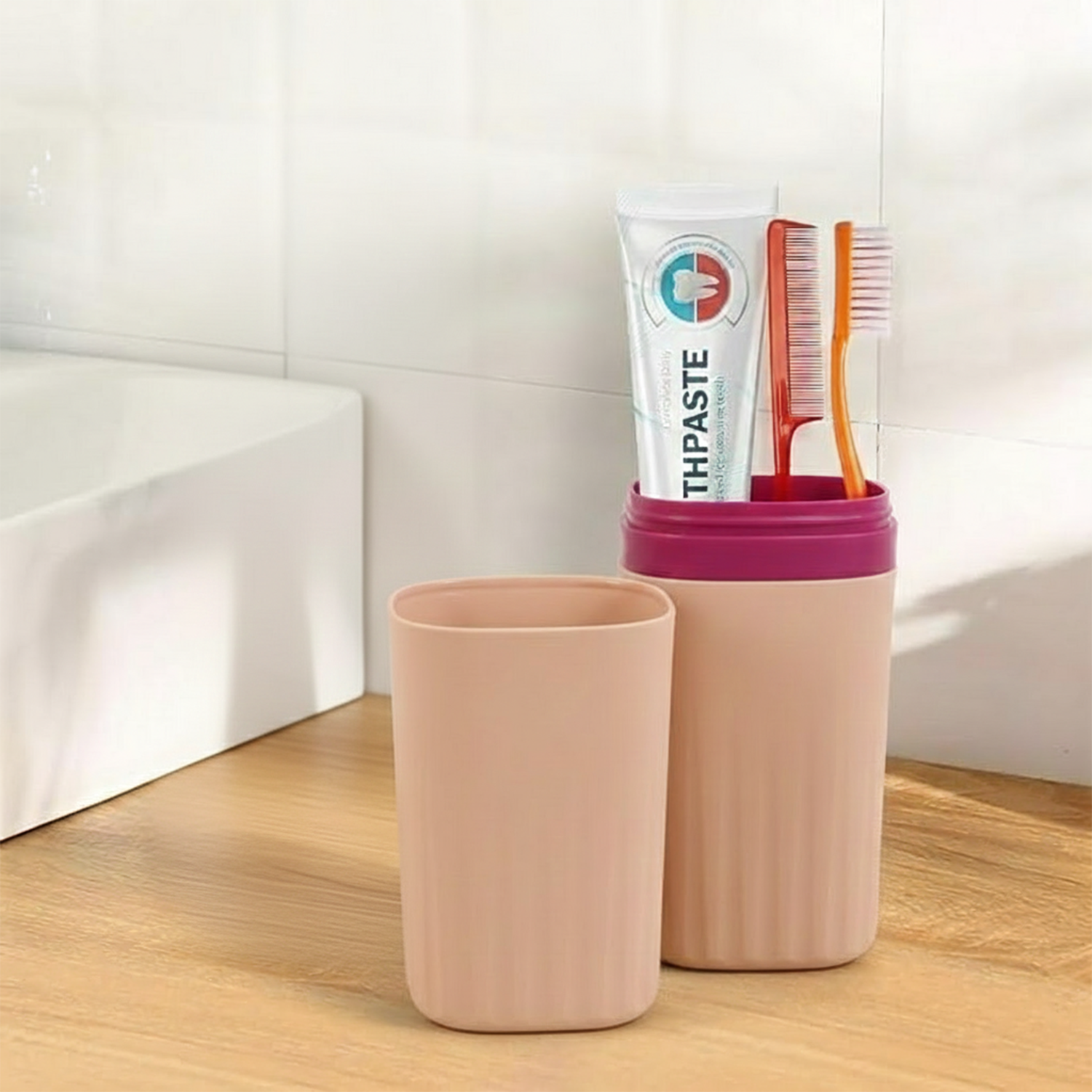 Plastic Hygienic Toothbrush Travel Portable Case (2 Pc)
