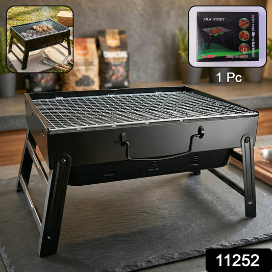 Portable Foldable Charcoal Bbq Grill With Grilling Mesh (1 Pc 36x27 Cm)