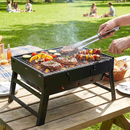 Portable Foldable Charcoal Bbq Grill With Grilling Mesh (1 Pc 36x27 Cm)