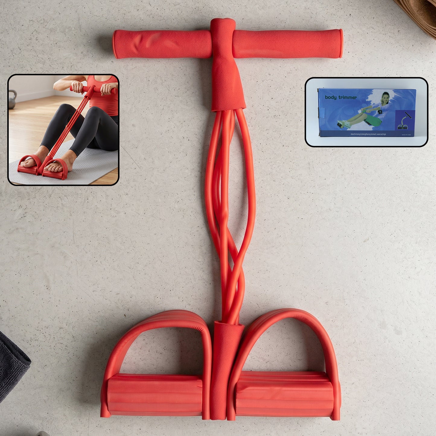 Wukusy portable pull rope resistance exerciser with foot pedal support for strength training and fitness workouts.