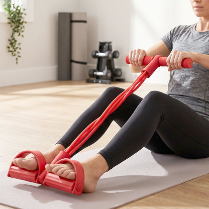 Wukusy portable pull rope resistance exerciser with foot pedal support for versatile strength training and fitness workouts.