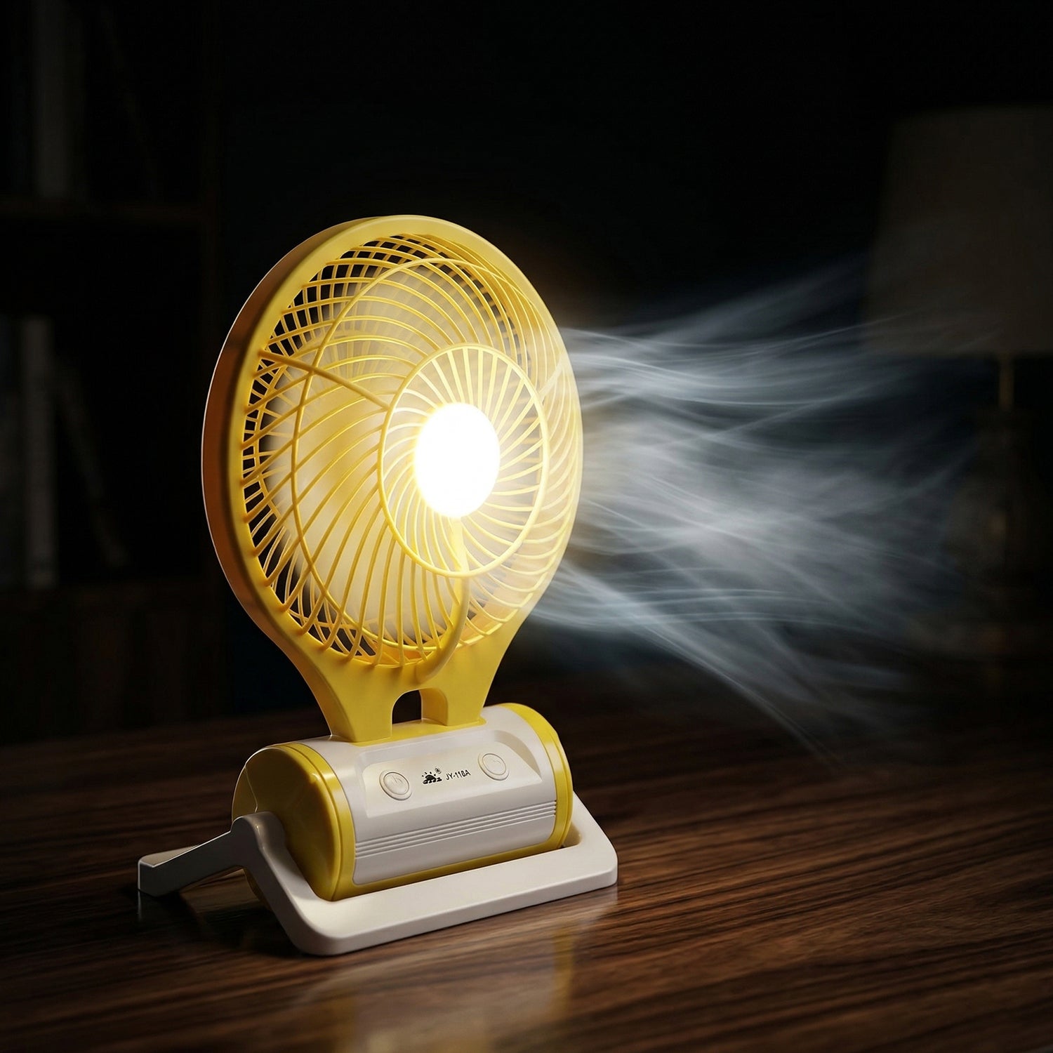 Portable Rechargeable Led Light With Mini Table Fan (1 Pc)