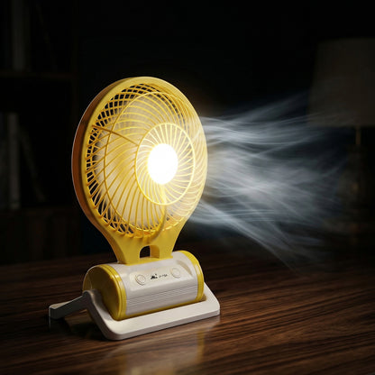 Portable Rechargeable Led Light With Mini Table Fan (1 Pc)